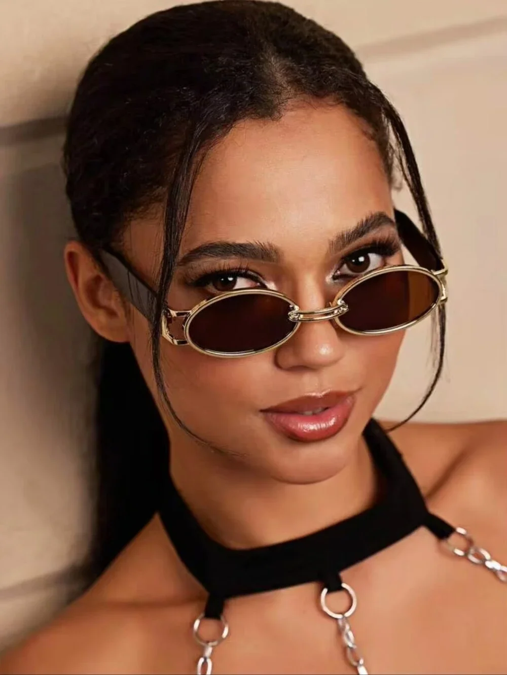Women's Gold Frame Sunglasses with Brown Lenses